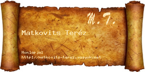 Matkovits Teréz névjegykártya